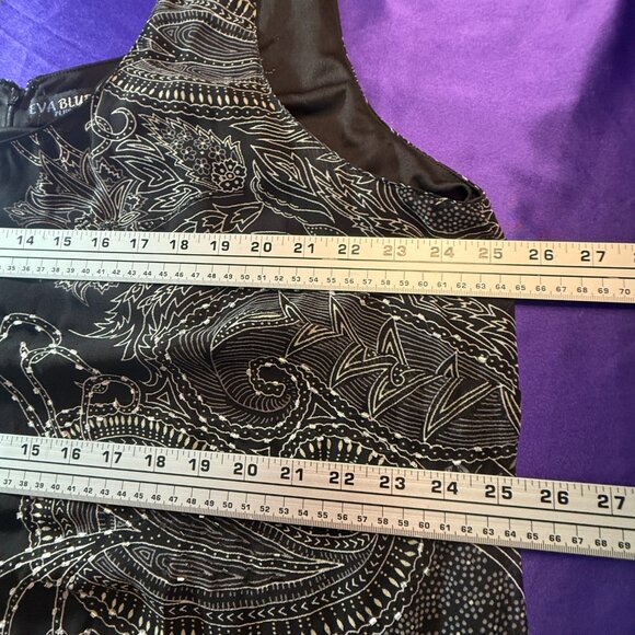 VTG 📌 Eva Blue Sleeveless 1920's Themed Beaded Asymmetrical Cocktail Dress - Picture 12 of 15